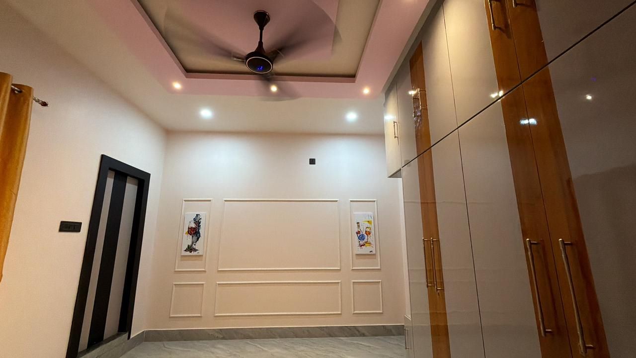 Glossy modular wardrobes & wall moulding — The Silapathar Residence, Silapathar, Assam