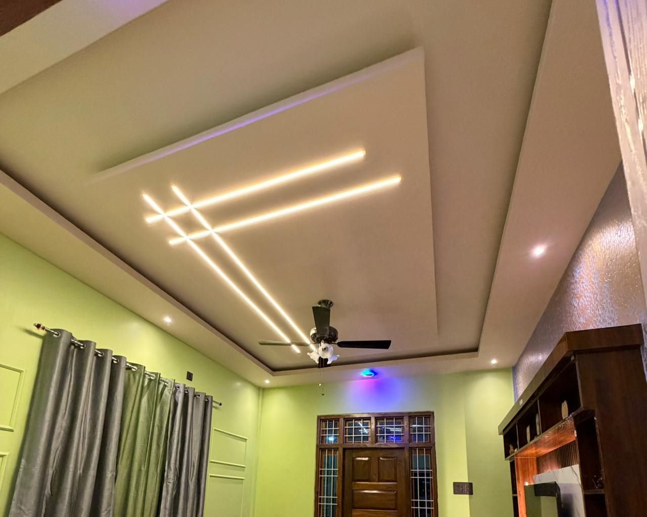 False ceiling with linear LED profile lighting — The Silapathar Residence, Silapathar, Assam